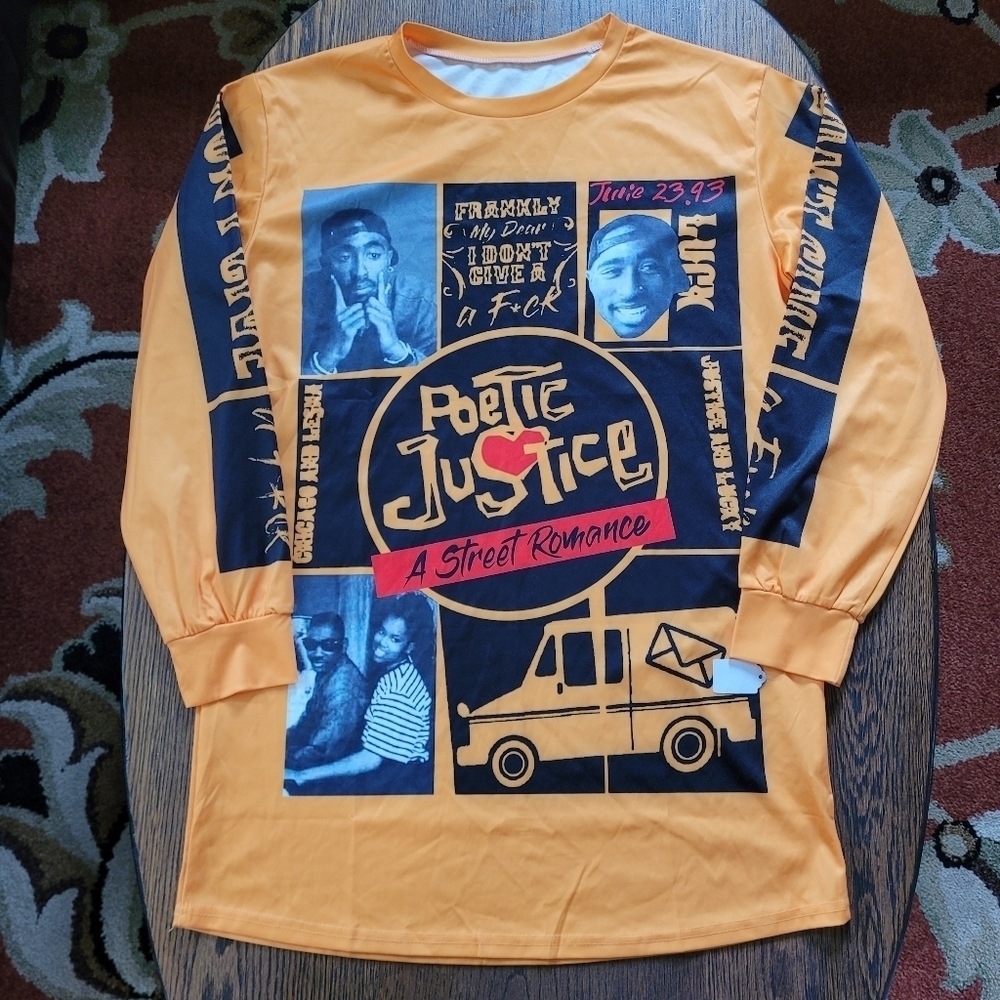 2pac Shakur Poetic Justice Yellow Long Sleeve Shirt Size XL NEW